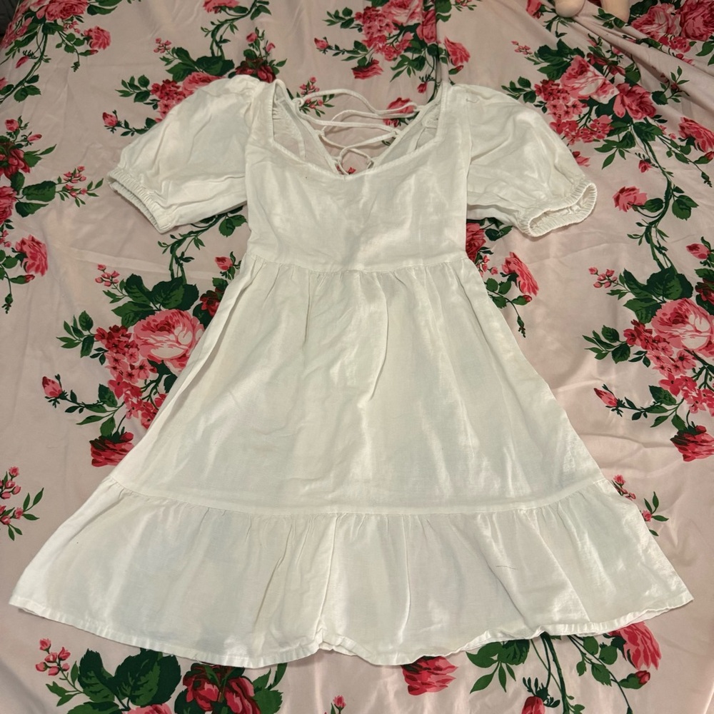 ASOS White Puff Sleeve Cottagecore Dress